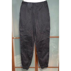 H&M Divided Black Elastic Waist & Leg Utility Pocket Cargo Pants Joggers Size 6